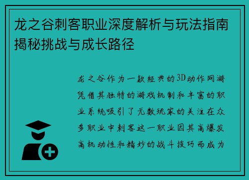 龙之谷刺客职业深度解析与玩法指南揭秘挑战与成长路径